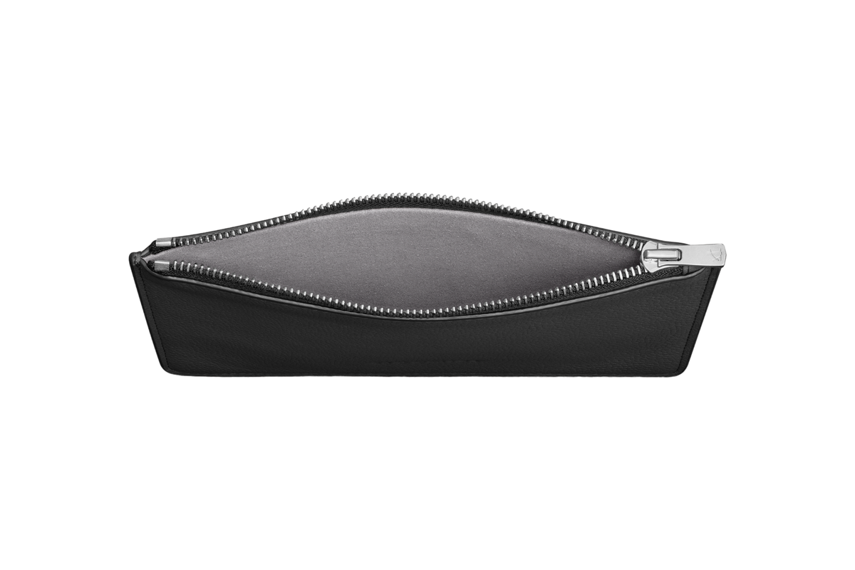 Woolnut Flat Leather Pouch - Black